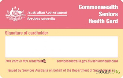 Carte de santé pour personnes âgées en Australie